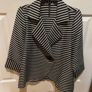 I.C. By Connie K Black and White Stripe Women’s Asymmetric Blazer M